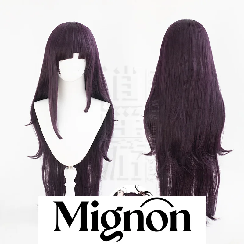 Danganronpa Mikan Tsumiki Cosplay Wig, Simulation Scalp Top & Messy Purple Hair Halloween Gift