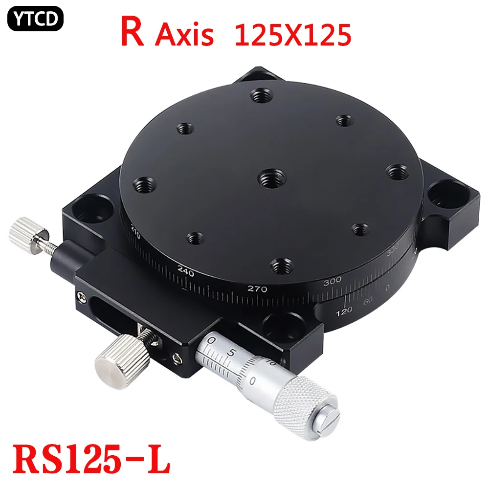 R Axis 125mm RS125-L Manual Sliding Table 360Degree Rotation Precision Displacement Angle Adjustment Platform Optical Micrometer