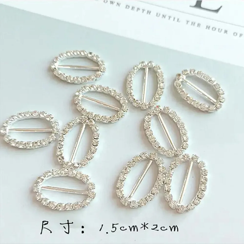 20Pcs/Lot Bling Metal Rhinestone Buckle Sliders Clear Crystal Ribbon Buckles For Bags Wedding Decoration DIY Accessories