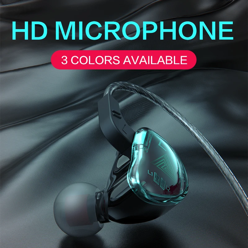 Original QKZ AK9 HiFi Music Earphone 3.5mm In-Ear Heavy Bass Transparent Headsets With Mic Sports Gaming Monitor Earbuds AK3 AK6