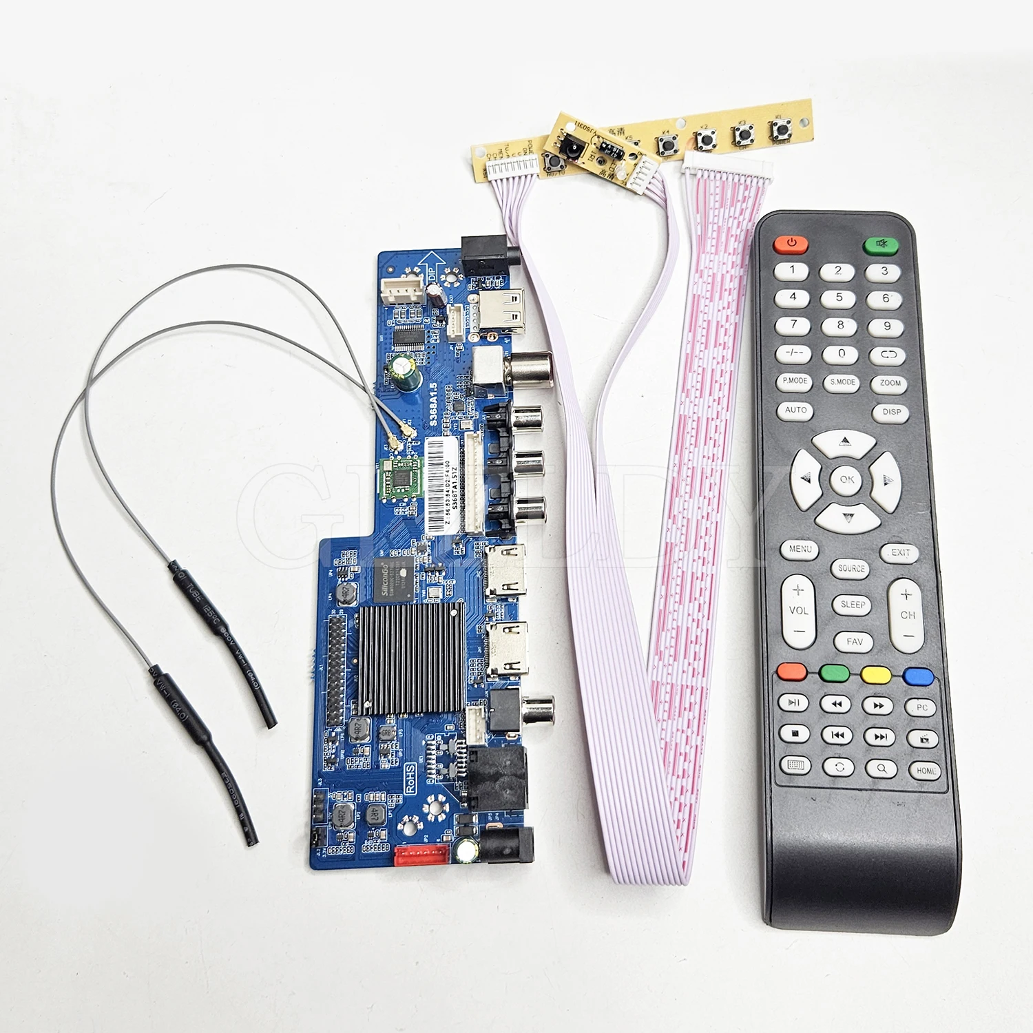 لوحة تحكم تلفزيون ذكية ذكية S368A1.5 أندرويد 9.0 4 كور 1G + 8G WIF + BT SPDIF HDMI AV TV USB للوحة SM 1366x768 LED