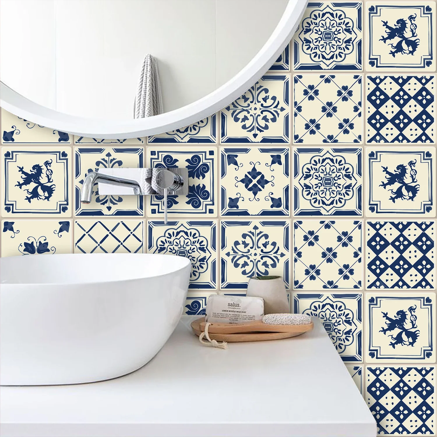 البوهيمي نمط بلاط الجدار ملصق قشر وعصا الحمام المطبخ باكسبلاش خزانة ديكور الخصر التفاف قطاع الفن صور مطبوعة للحوائط