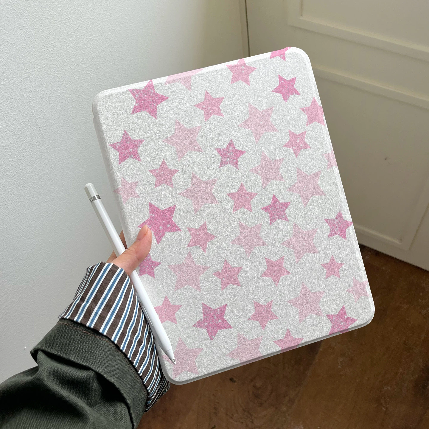 Simple Pink Star Y2K Tablet Case For iPad Pro 11 12.9 13 A16 M2 M4 M3 M5 Shell 8.3 9.7 10.2 5/6/7/8/9/10/11th Air 3 4 5 6 Cover