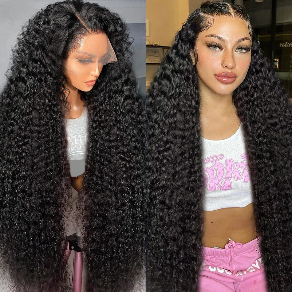 HD Curly Deep Wave 30 40 Inch 13x4 13x6 250% 5X5 Glueless Ready To Wear Lace Front Human Hair Wigs Transparent Frontal Wig