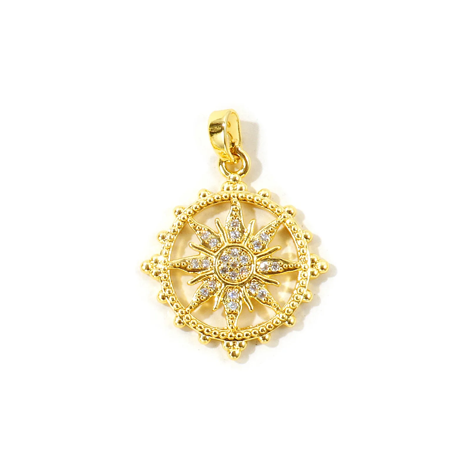 2 Stück Kubische Zirkonia Galaxie-Anhänger Sonne Stern Messing 18K Vergoldet Anhänger für DIY Halskette Armband Schmuckherstellung Großhandel – Detail 1