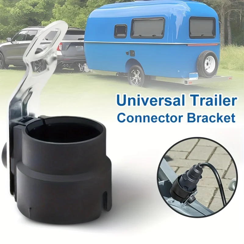 

1pc 7-13 Pin Trailer Connector Bracket, waterproof durable plastic mount for tow bar plug, front install for parking trailers