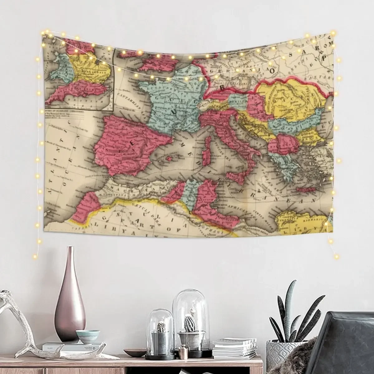 Vintage Map of The Roman Empire (1875) Tapestry Decor For Room Home Decorations Bathroom Decor Decorations For Room Tapestry