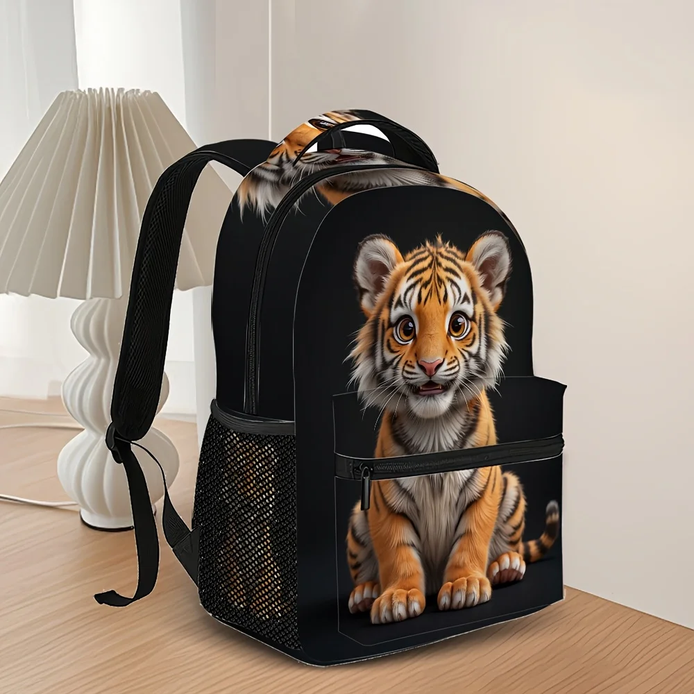 Cute Little Tiger Fashion Animal Prints Backpack Trendy Animal Print Durable Great for School Work and Outdoor Activities