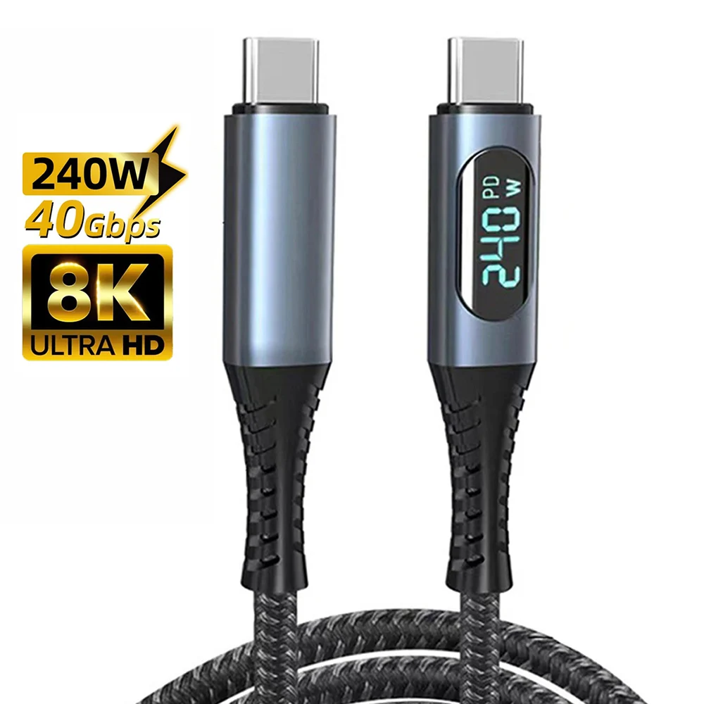 8K USB 4 Type C Cable 40Gbps 240W Fast Charging Cable Digital Dispaly USB C Cable For iPhone For iPhone 16 15 Xiaomi Huawei