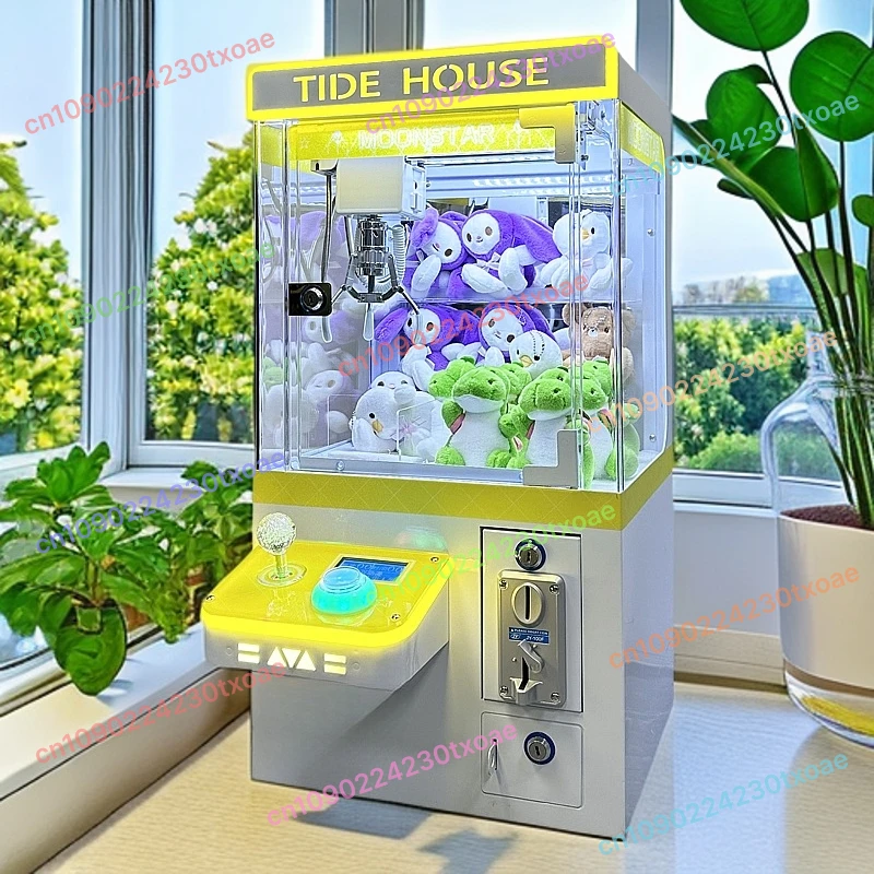 Mini Claw Machine Transparent Arcade Game for Kids Home Use with Coin Operated Mode and Plush Toys