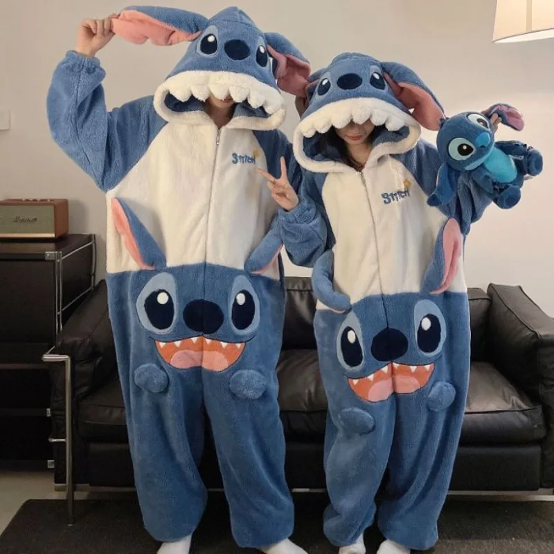 

New Lilo&Stitch Coral Velvet Sleepwear Autumn/Winter Cartoon Anime Stitch Accessories Couple Cartoon Large Home Clothes Gift