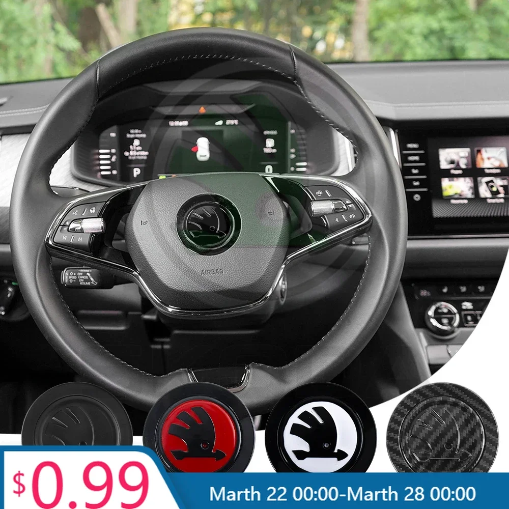 

Наклейка на руль автомобиля 2026 года, 63 мм, из АБС-пластика, для Skoda Octavia, Rapid, Fabia A7, Superb (1 шт.)