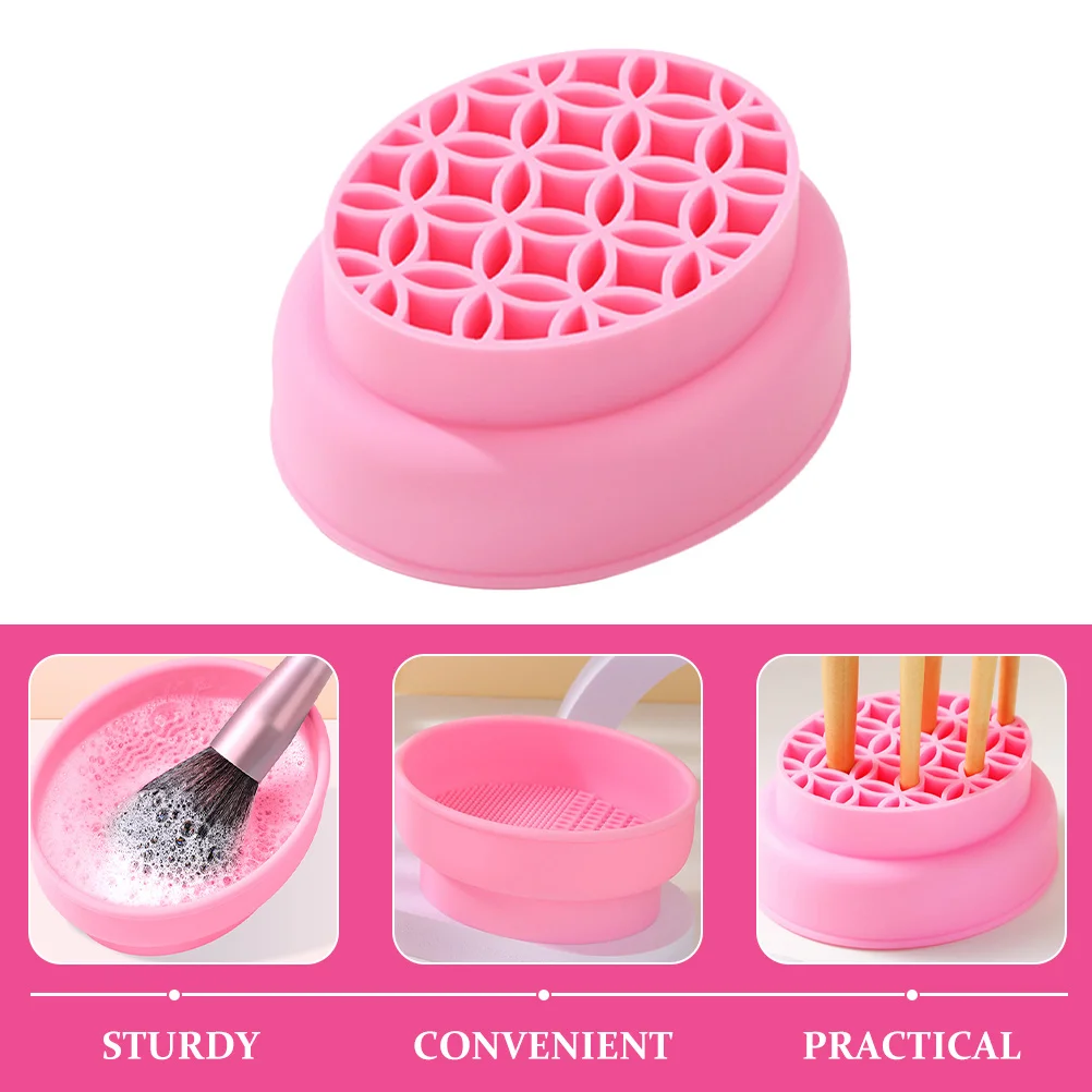 Tigela de limpeza de pincel de maquiagem, suporte de secagem de silicone para fácil limpeza e organização, estilo feminino brincalhão, lavagem de pincel de maquiagem