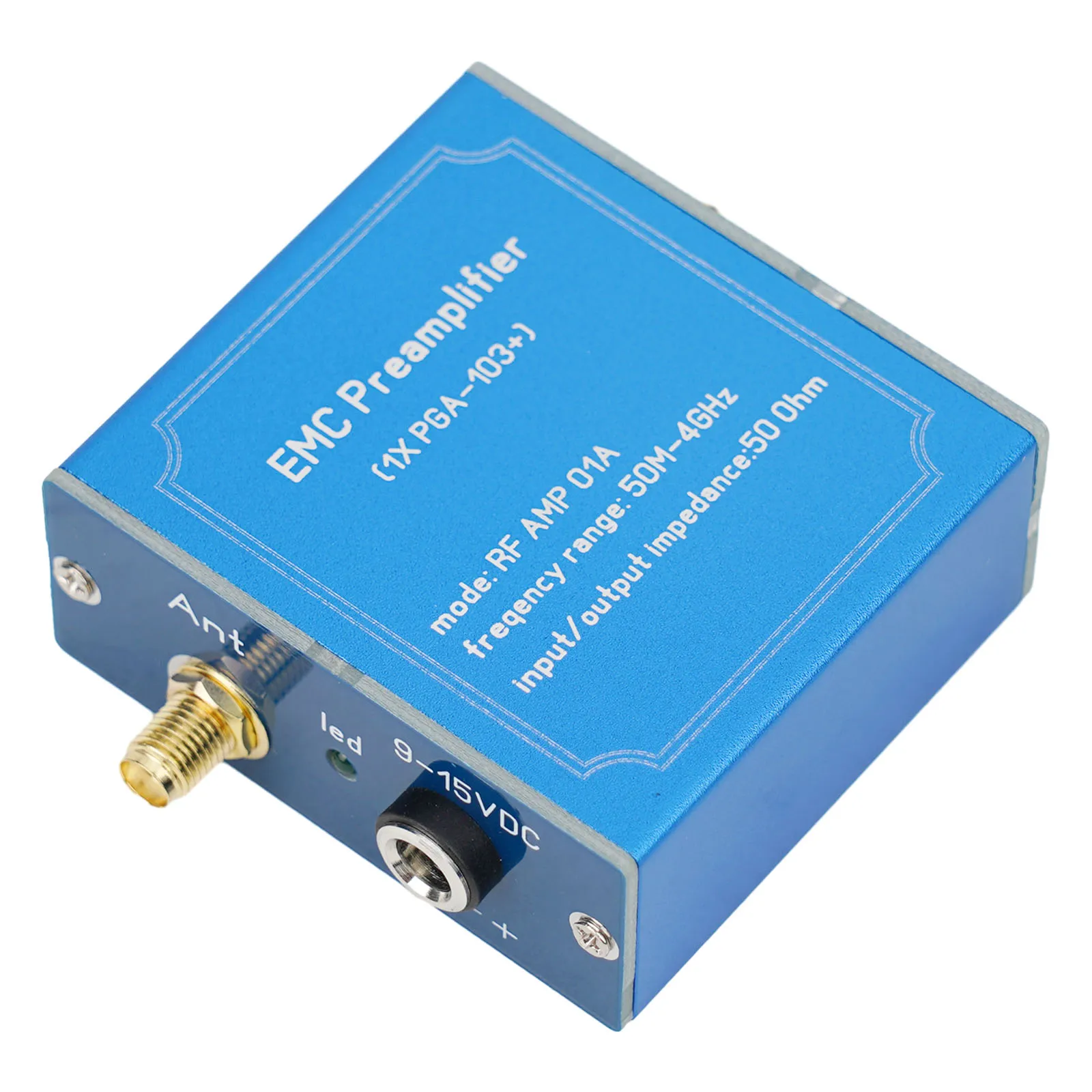 Banda ancha 50M 4GHz para preamplificador de señal LNA para sonda de campo magnético EMI usando Chip PGA103 + y conector hembra