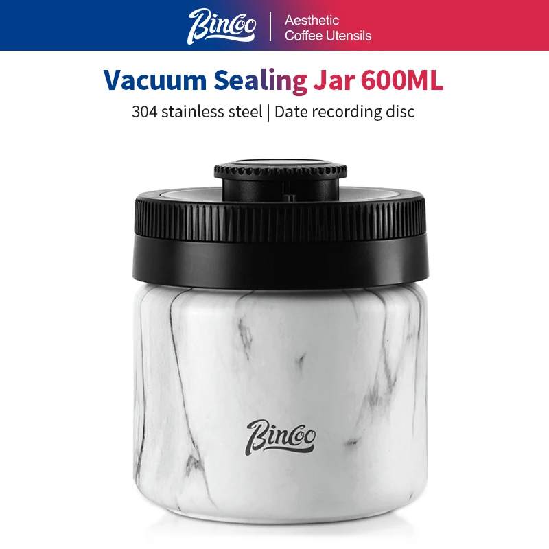 BINCOO Airtight Coffee Beans Vacuum Sealed Jug Food-Grade 304Steel Kitchen Keep Fresh Storage Container with Date Scale Canister