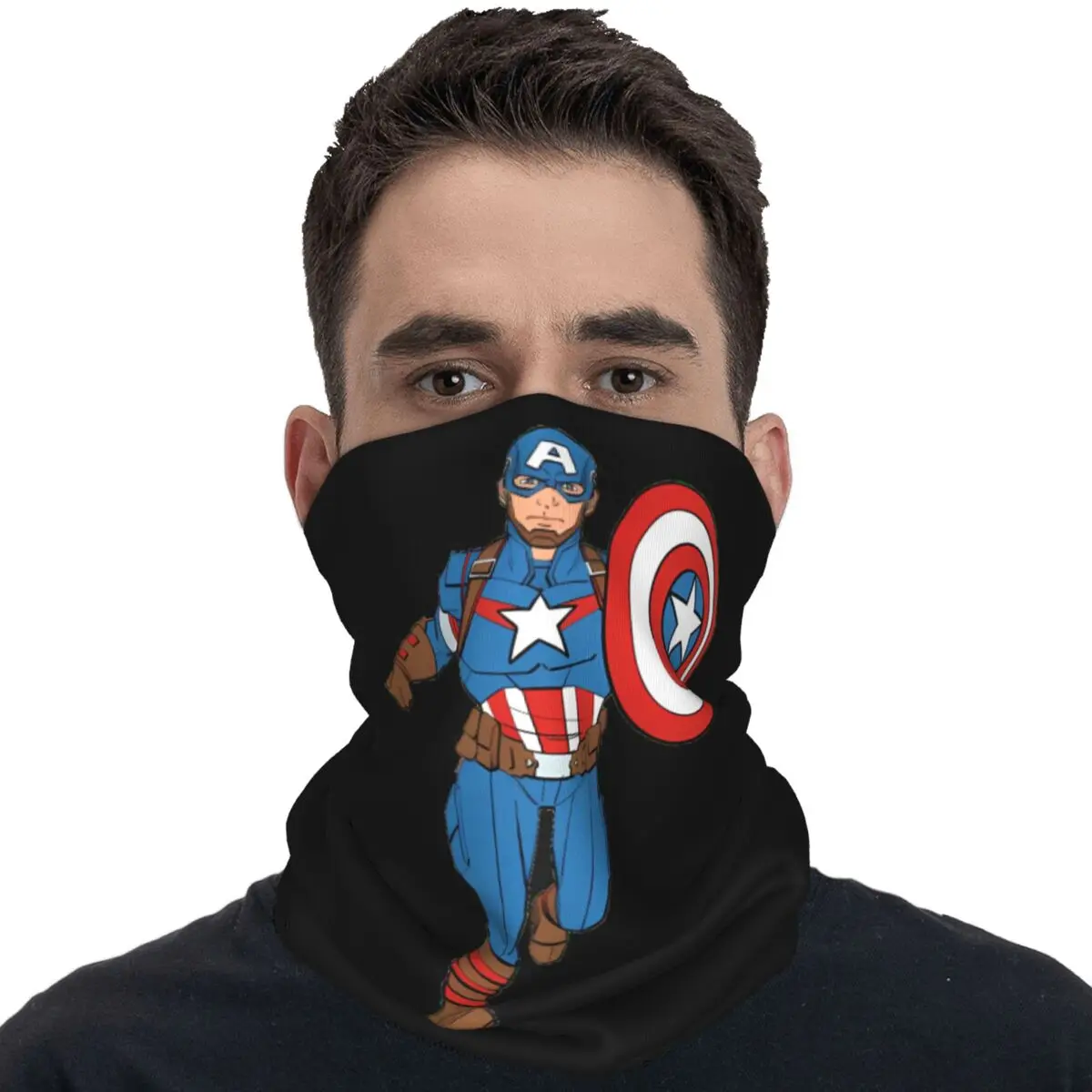 Captain America Super Soldier Bandana Vintage Bicycle Mask Camping UV Protection Balaclava Design Seamless Soft Face Cover Mask