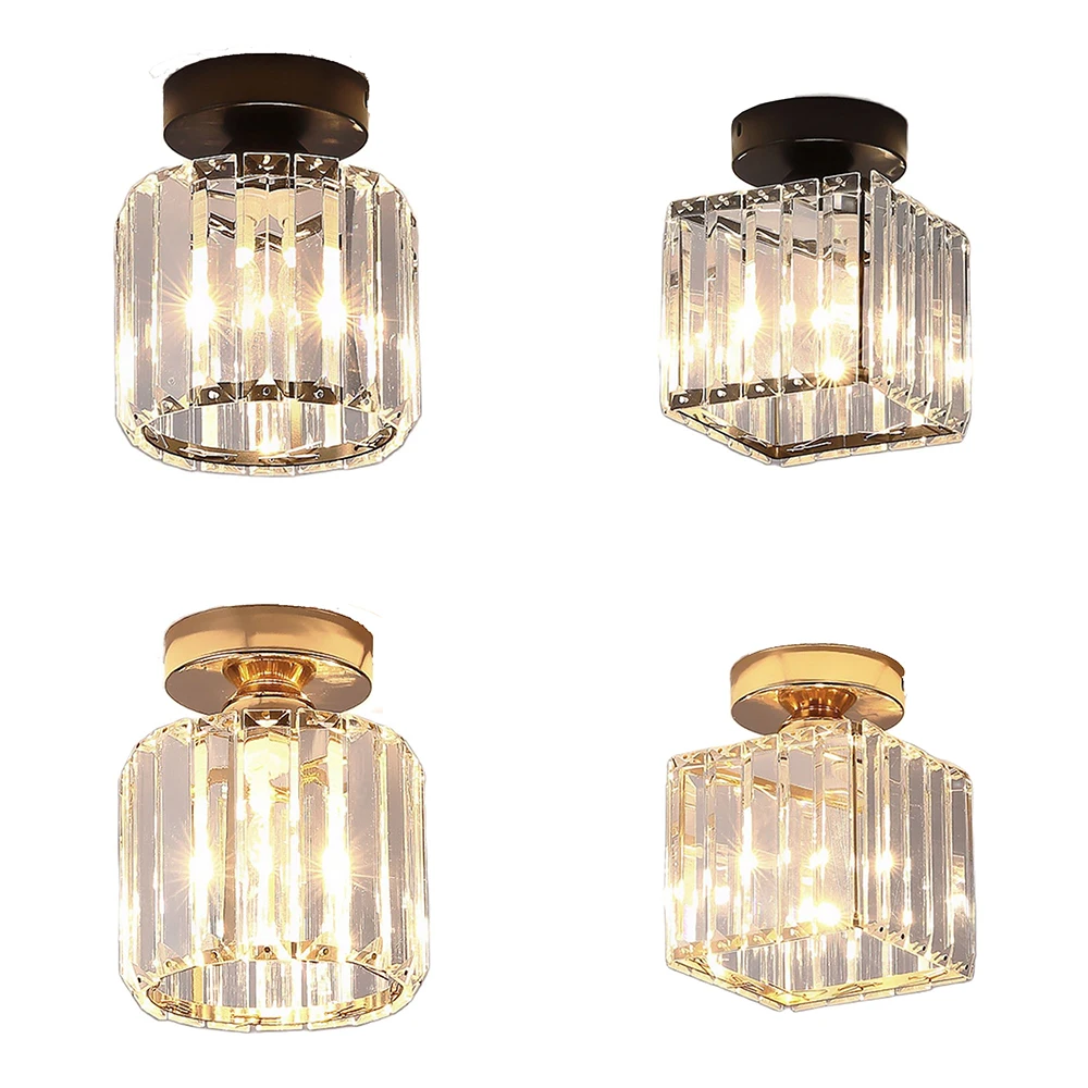 

Luxury Mini Ceiling Lights iron Crystal Lampshade Plafonnier Living Room Bedroom Modern Round Square Ceiling Lamp Decorative E27