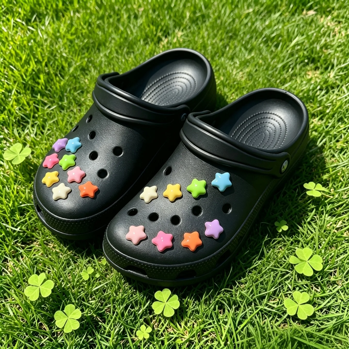 Candy Color Star Resin Shoe Charms DIY Detachable Clog Shoe Accessories Beach Holiday Daily Gift Teen Girls Women Cute Shoe Deco