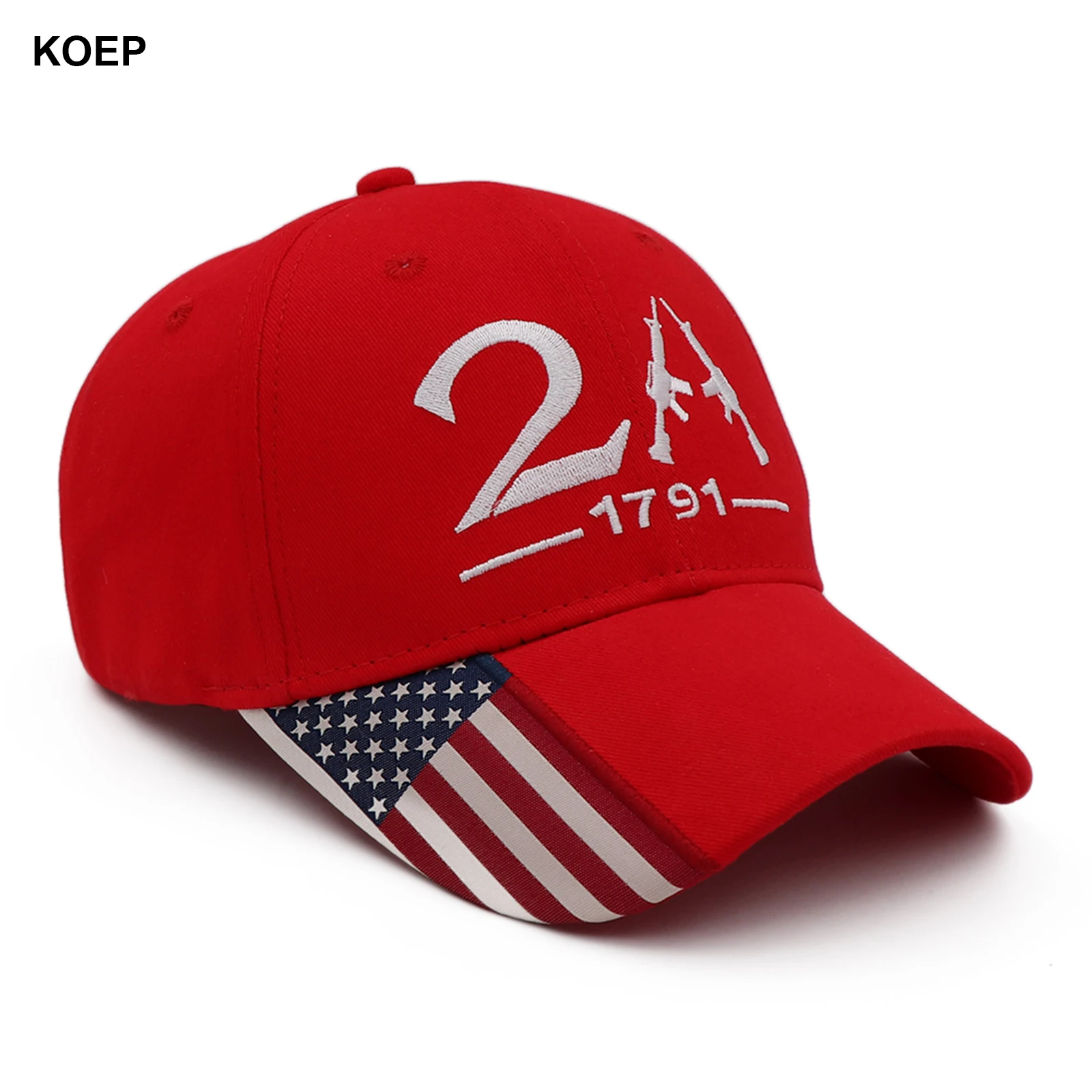 KOEP 2A USA Flag Baseball Caps Fishing Hiking Cap 2D Embroidery Outdoor Sports Snapback Hats