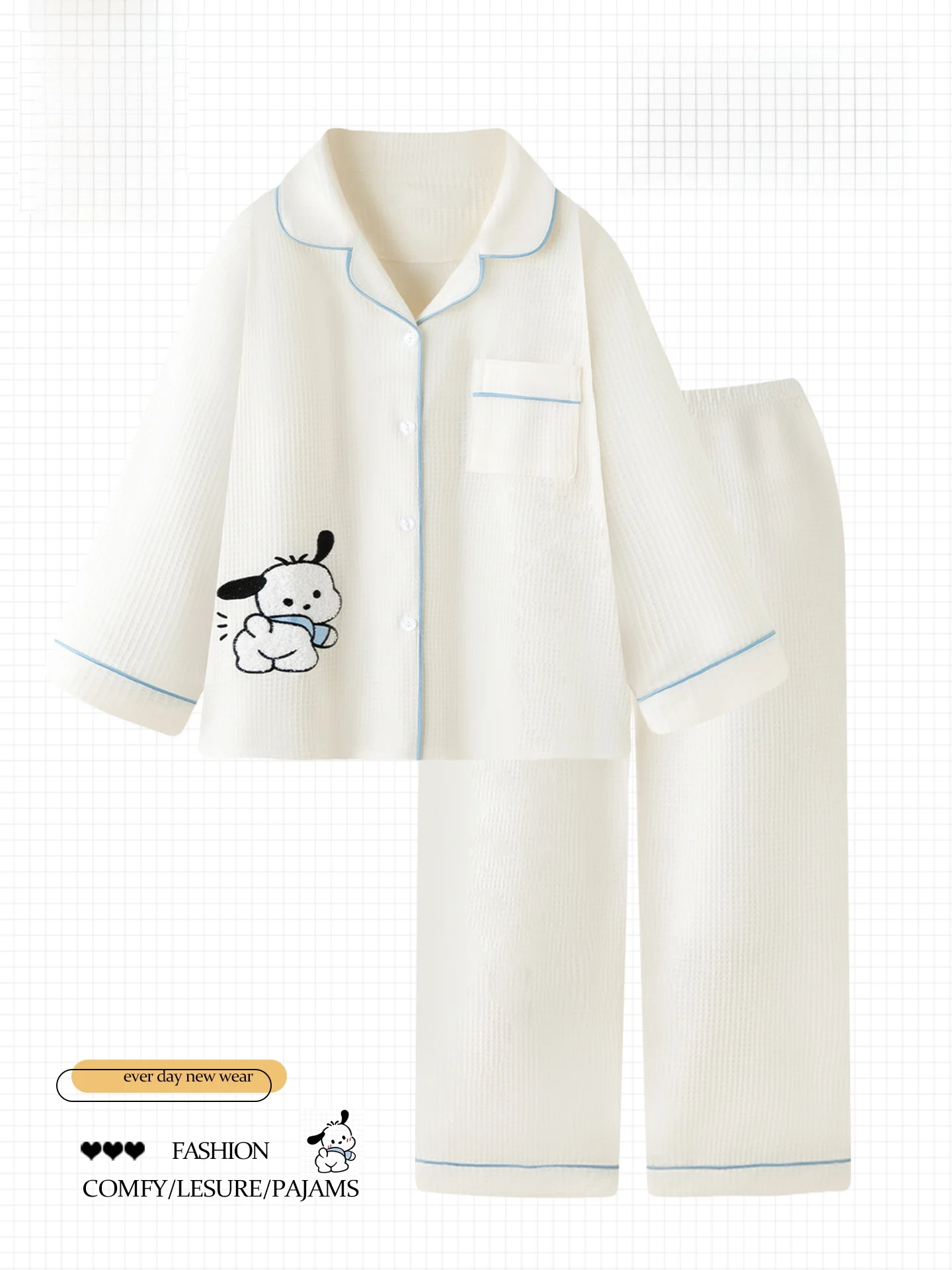 かわいい純色の綿パジャマ長袖女性スタイルホームウェア春秋シーズンアウトウェア快適な通気性のある寝間着