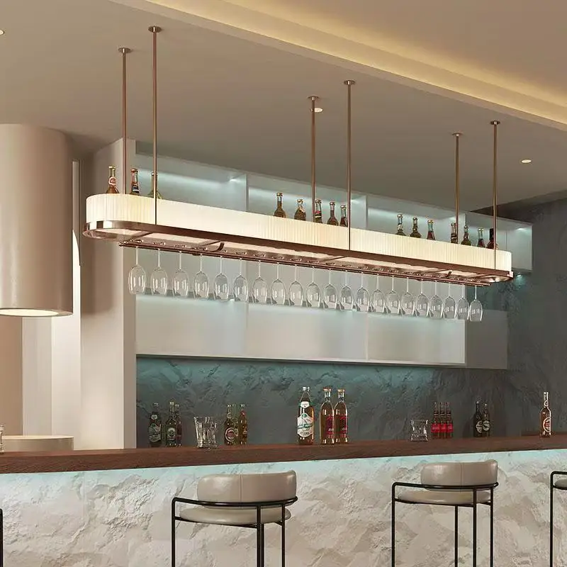 

Light luxury bar table wine rack hanger hanging glass wine cabinet hanging cabinet luminous hanging cup holder red wine glass up