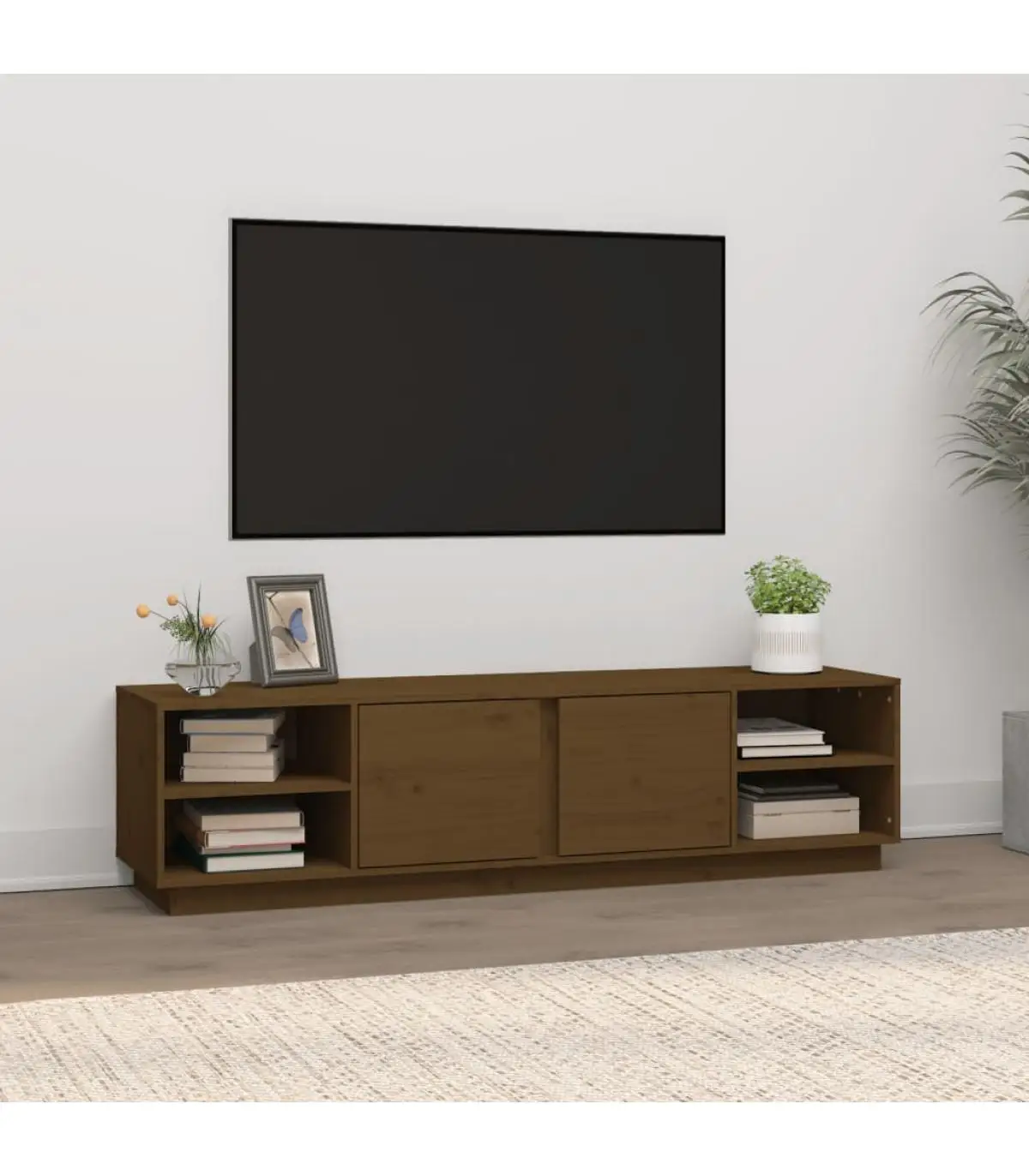 TV furniture TV solid wood pine brown honey 156x40x40 cm