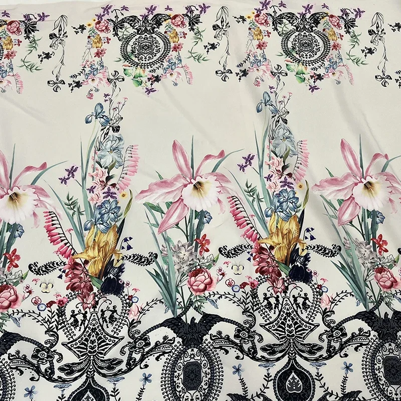 Crepe De Chine Printed Fabric Soft Draping Dress Poplin Cotton Cloth Diy Apparel Sewing Polyester Cotton Material