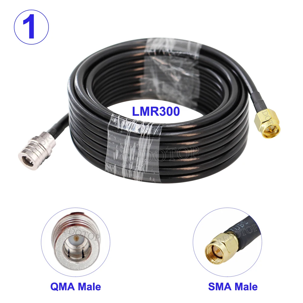 1PCS LMR-300 SMA Male to QMA Male/Female Connector Black LMR300 50-5 Coaxial Cable RF Adapter Cable 50 Ohm Low Loss 15CM-30M