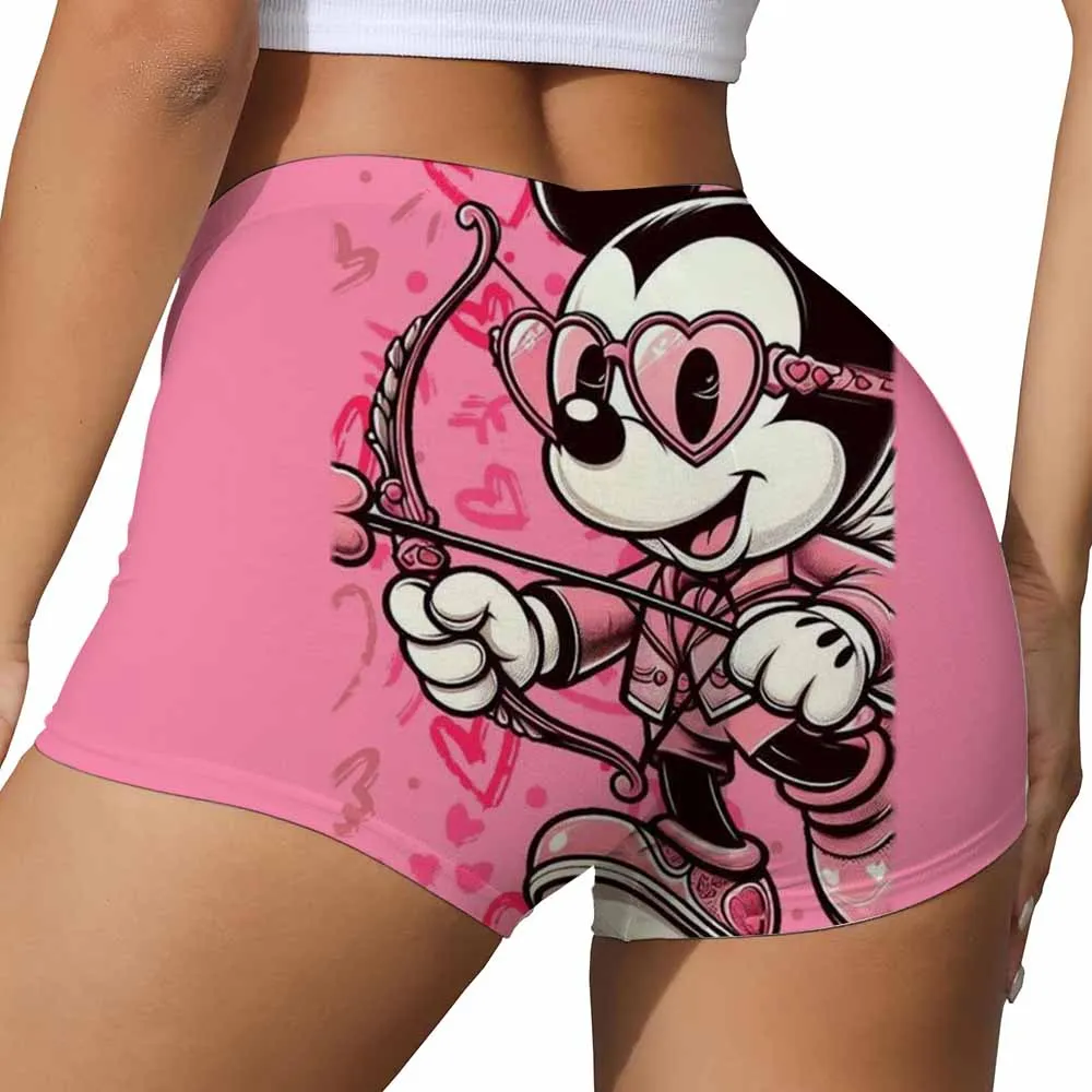 Pantaloncini attillati da yoga per allenamento atletico da donna Cartoon Topolino Minnie Pantaloncini a vita alta Pantaloni da palestra per motociclisti da pallavolo