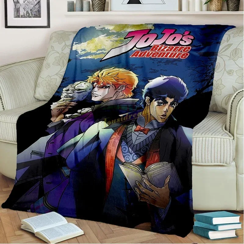 2026 Fashion JoJo's Bizarre Adventure Flannel Blanket Cartoon Throw Blanket Anime Blanket For Kids Adult Sofa Travel Cover Blank