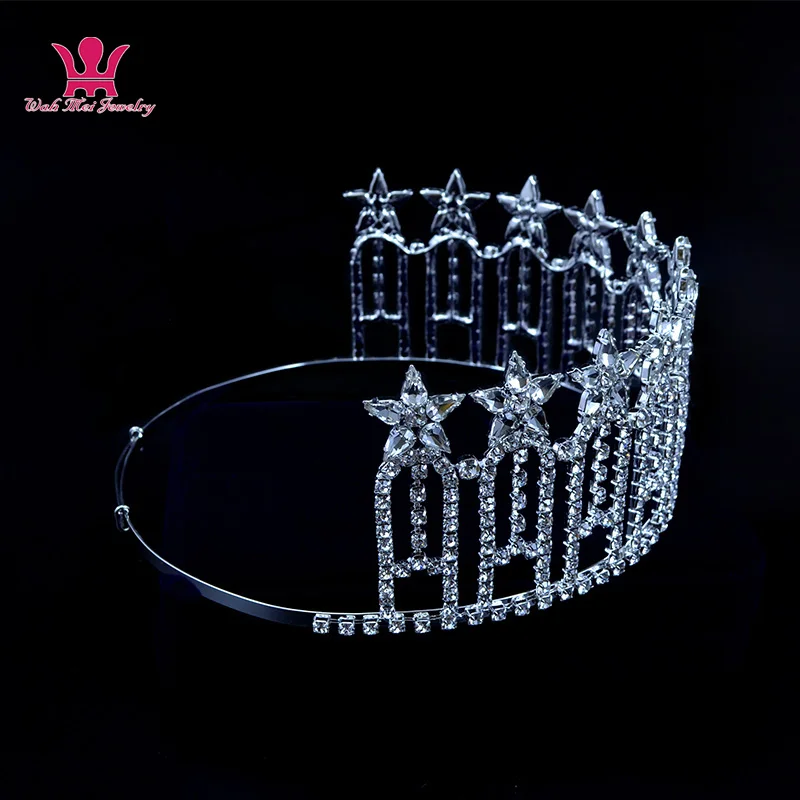 Pageant Crown Stars Miss Beauty Contest Quanlity Rhinestone Tiaras Bridal Wedding Hair Accessories Adjustable Headband mo230