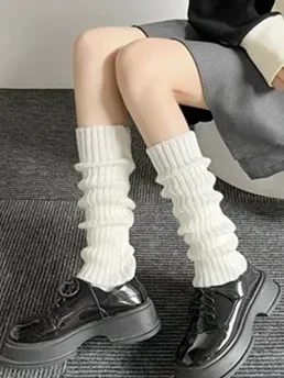 Y2k Frauen Beinlinge japanische Lolita lange Socken Wolle gestrickt Fuß abdeckung Arm wärmer Herbst Winter Häkeln Haufen Socken Stiefel Manschetten