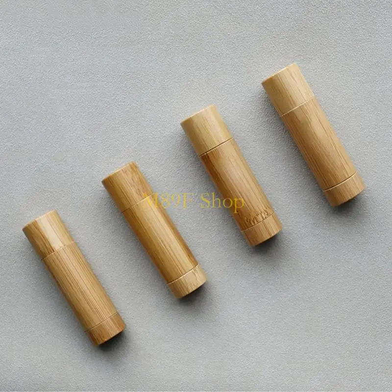 M89F Practical Bamboo Lip Balm Cases Friendly Solution Refillable Empty Lipstick Tube for Makeup Lover and Professionals