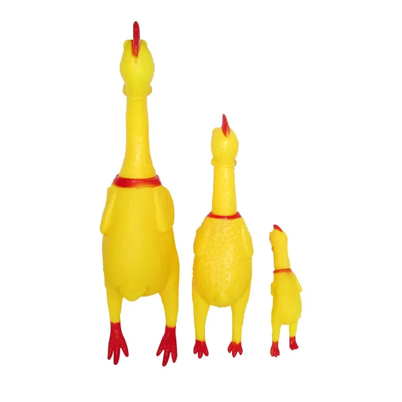 Yellow Screaming Chicken Pet Dog Toy, Squeak Squeaker, Chew Rubber Decrease, Stress Prank Toys, Pet Supplies, 17cm, 1Pc