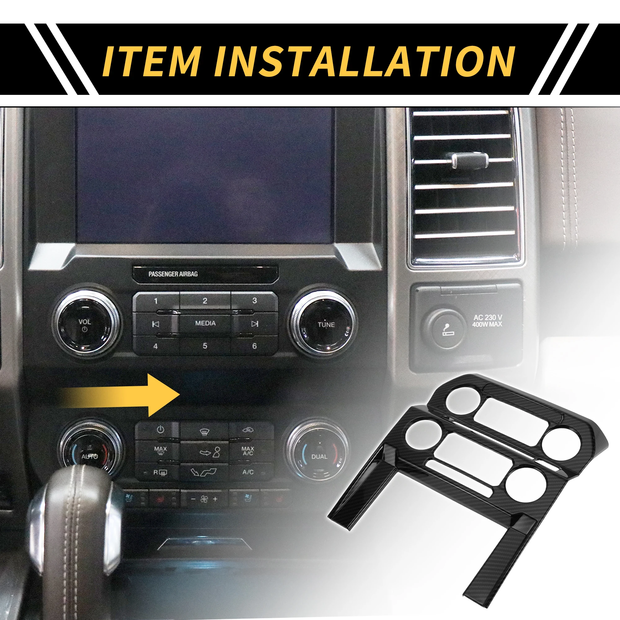 

UXCELL 1 Pcs Central Control Panel Cover Tirm for Ford F-150 15-20 Carbon Fiber Black