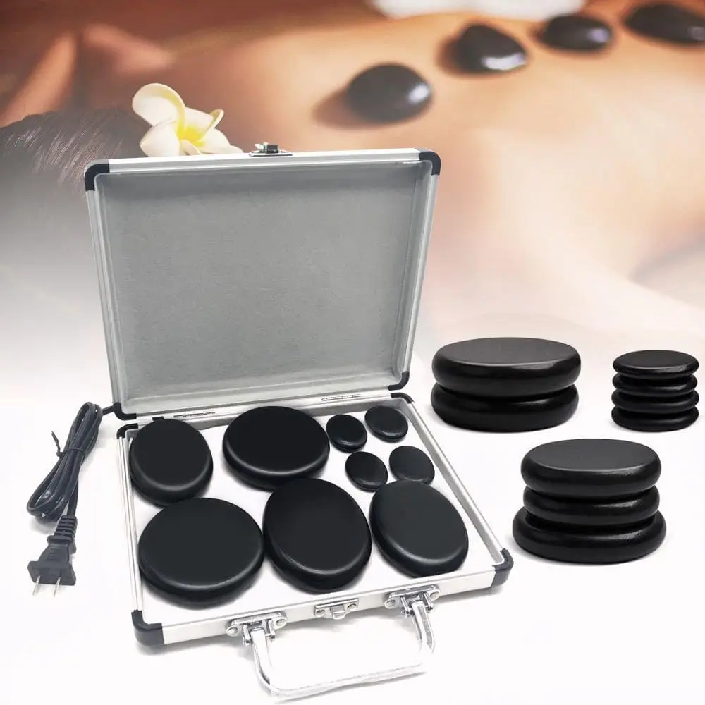 

Hot Stones Massage Set with Warmer, 9Pcs Hot Stones with Heater Kit, Hot Rocks Massage Stones for Spa Warming Relaxing Therapy