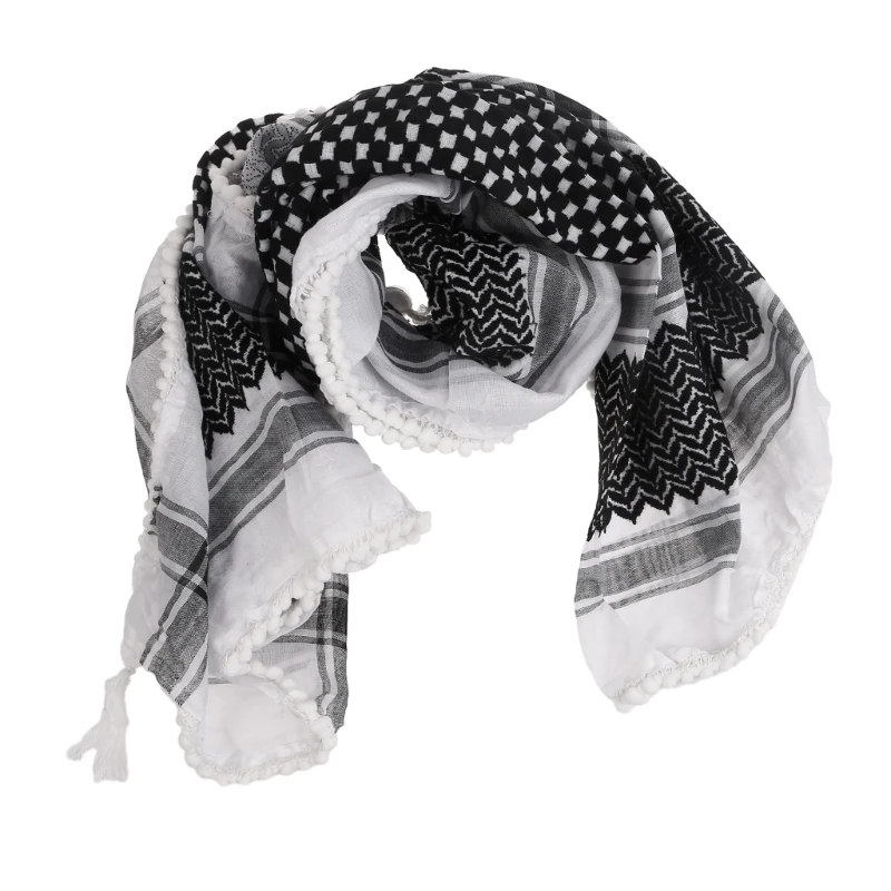 Arab Style Jacquard Pattern Adult Religious Scarf Hiphop Keffiyeh Headscarf Adjustable Turban Multi-Purpose Headscarf