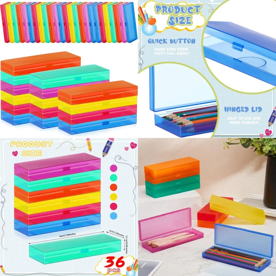 fainne-36-pieces-trousse-a-crayons-en-plastique-boites-a-crayons-en-plastique-en-vrac-porte-stylos-givre-avec-couvercle-articule-et-fermeture-a-pression-pour-la-papeterie