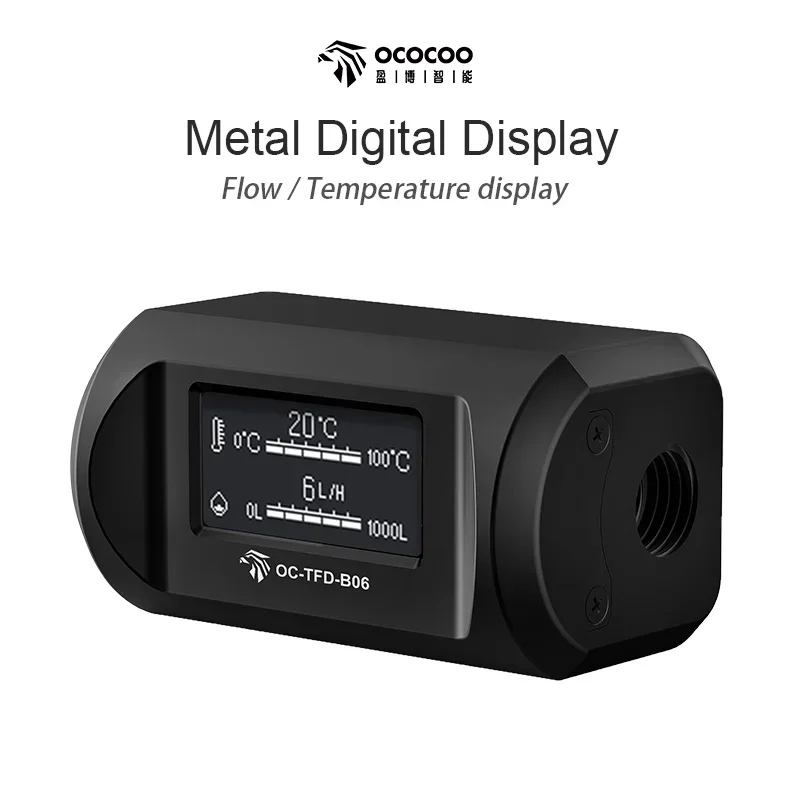 Ococoo Water Flow Meter OLED Screen Digital Flow Thermometer PC Water Cooling Heat Dissipation DIY Computer Liquid Cooling Kit