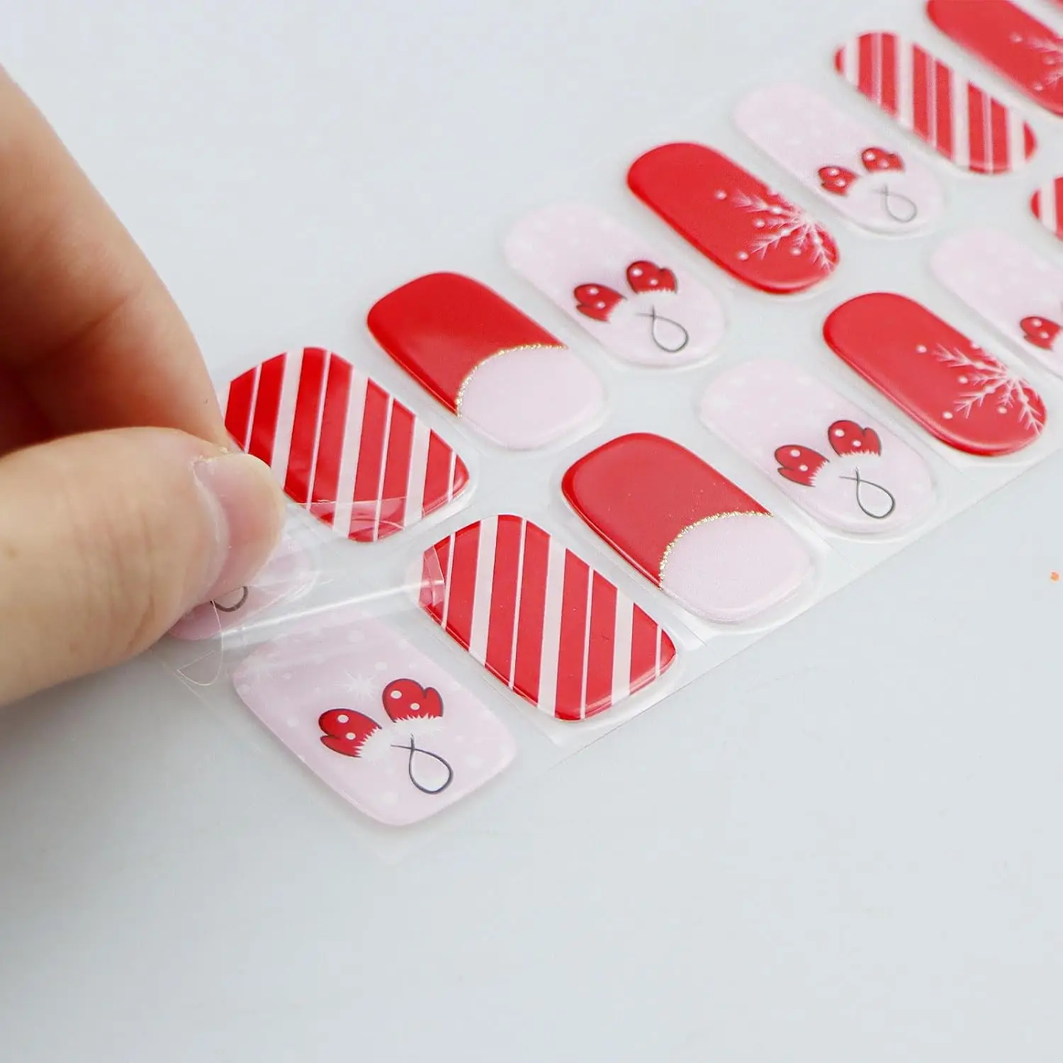 ملصقات أظافر جل ندفة الثلج لعيد الميلاد - شرائط فنية لطيفة للأظافر بالأشعة فوق البنفسجية/LED شبه معالجة