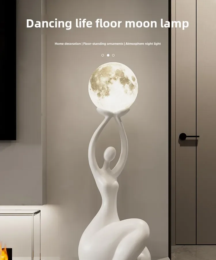 Creative Home Decor Italian Retro Style Floor Lamp Living Room Sofa Light Luxury Bedroom Bedside Lamp Lunar Lampshade