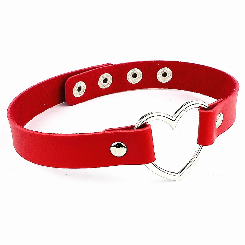 PU Leather Choker BDSM Bondage Neck Restraints Slave Fetish Sexy Gothic Punk Love Heart Choker Sex Toys Exotic Accessories