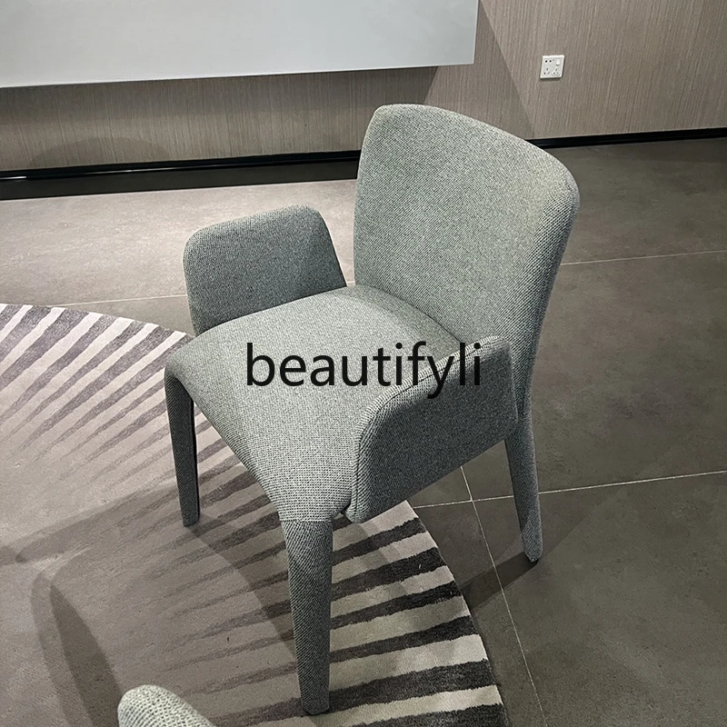 

Italian minimalist dining chair high-end leisure home fabric soft bag restaurant chair cafe chair