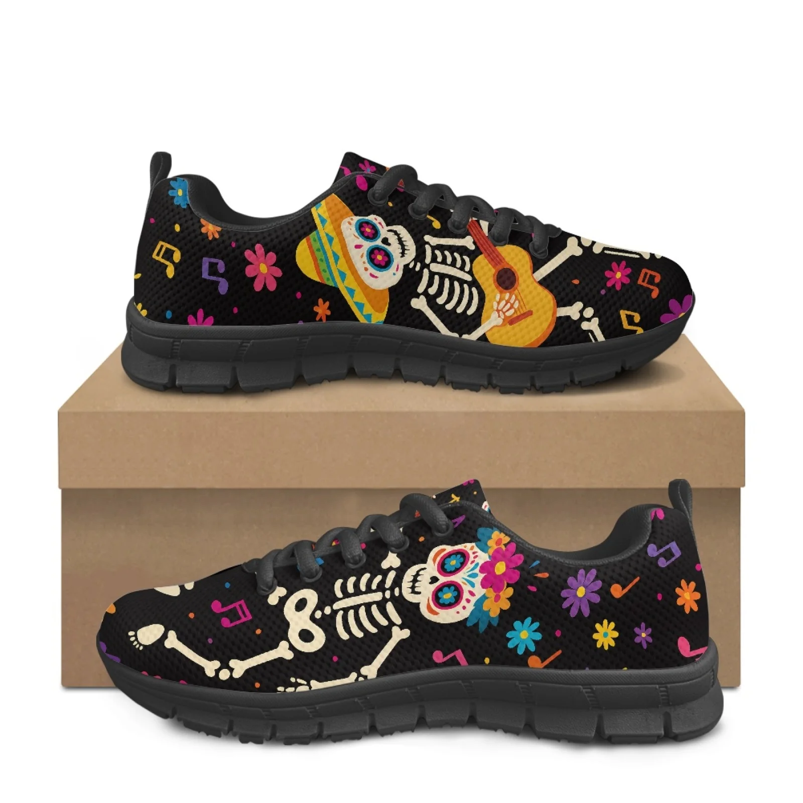 Coloranimal Skeleton Men Healthcare Worker Sneakers Wear-Resisitant Driving Shoe for Outdoor