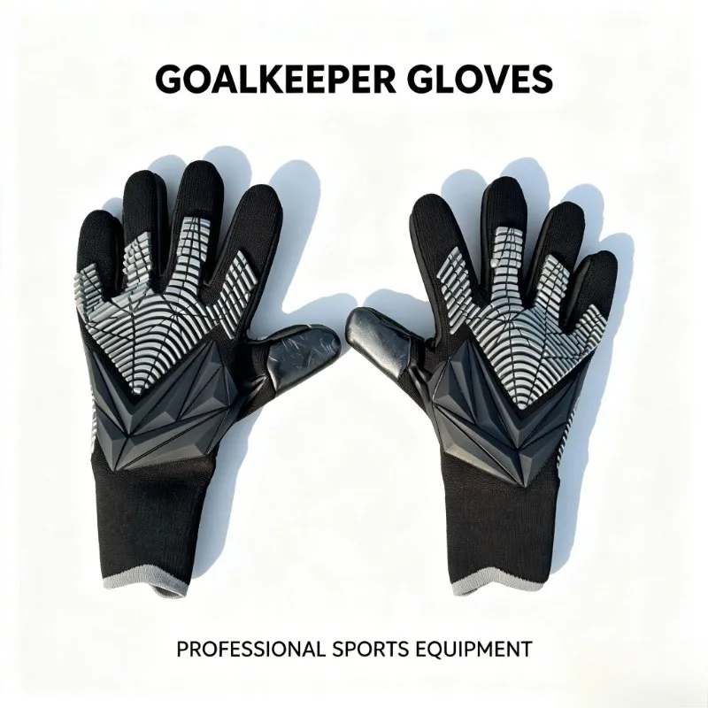 

ROXXANA Black Anti-slip Latex Goalkeeper Gloves, Shock Absorption Soccer Gloves for Teenagers Adults Football Training Equipment