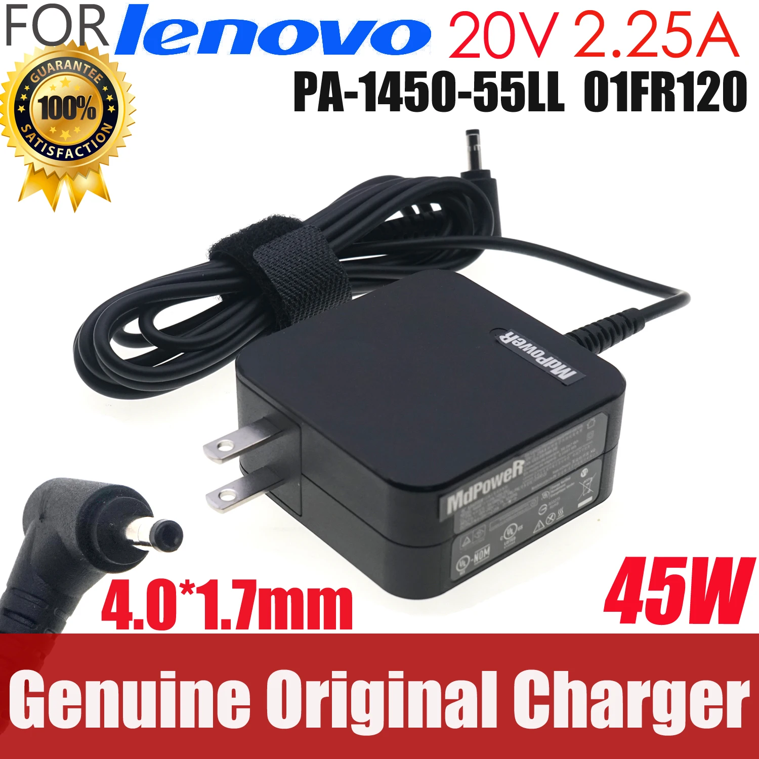 

For LENOVO Laptop AC Adapter 20V 2.25A 45W Power Charger 01FR049 5A10H42919 ADP-45DW B ADP-45DW C ADL45WCC ADLX45NAC3A US Plug