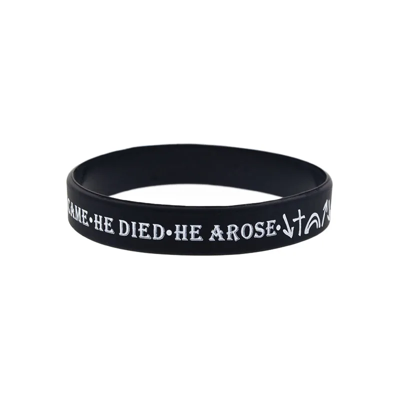 1 قطعة/3 قطعة للجنسين سيليكون المطاط الإسورة سوار تذكاري ديني مطبوعة 'ه جاءت انه يموت أن أروس' تصميم #1