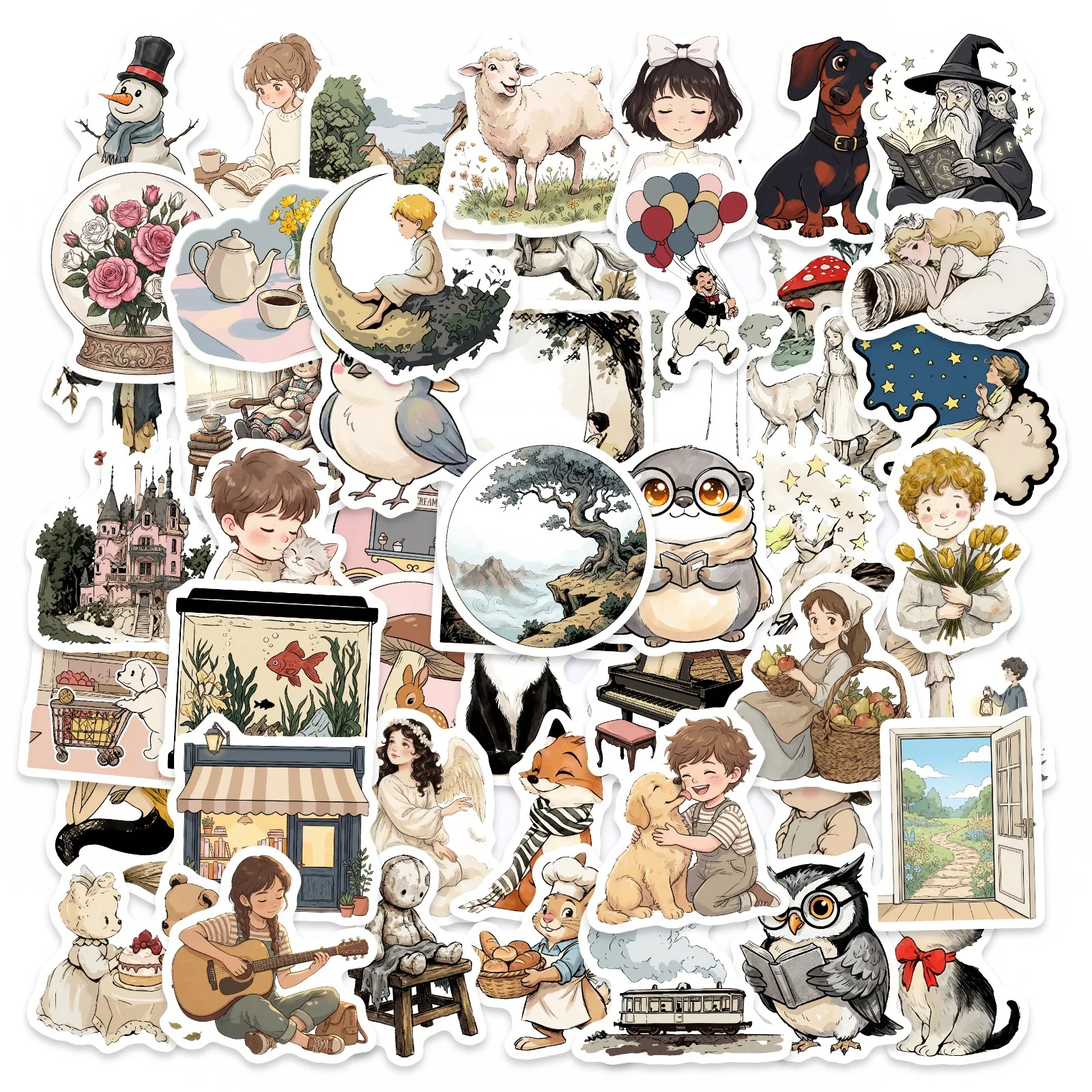 56/112 Pcs Cute Cartoon Fairy Tale World Stickers Creative for Stationery Fridge Suitcase Helmet Skate Waterproof Durable Decals