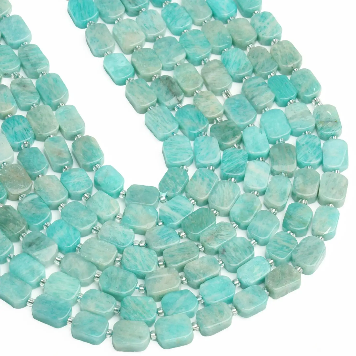 8x12mm Natural AA Rounded Rectangle Shape Amazonite Stone Bead For Jewelry Making DIY Bracelets Necklace Accessories 7.5/15 inch