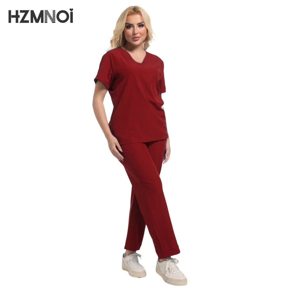 Uniformes de esteticista de alta calidad para mujer, gran oferta, uniforme de Hospital, venta al por mayor, pantalones superiores con bolsillo, uniformes médicos de enfermería, conjunto exfoliante